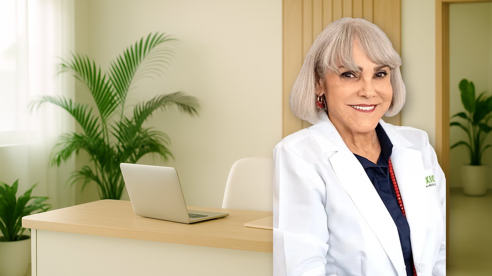 Dr. Ana Elosegui, MD, in a bright consultation room